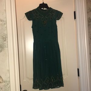 Frock and Frill Emerald Green Beaded Dress